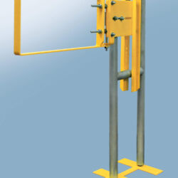 A Series self-closing industrial safety gates in carbon steel safety yellow enamel full