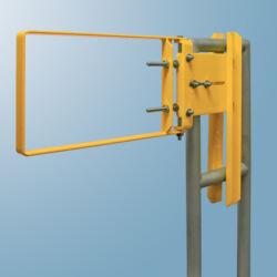 A Series self-closing industrial safety gates in carbon steel safety yellow enamel