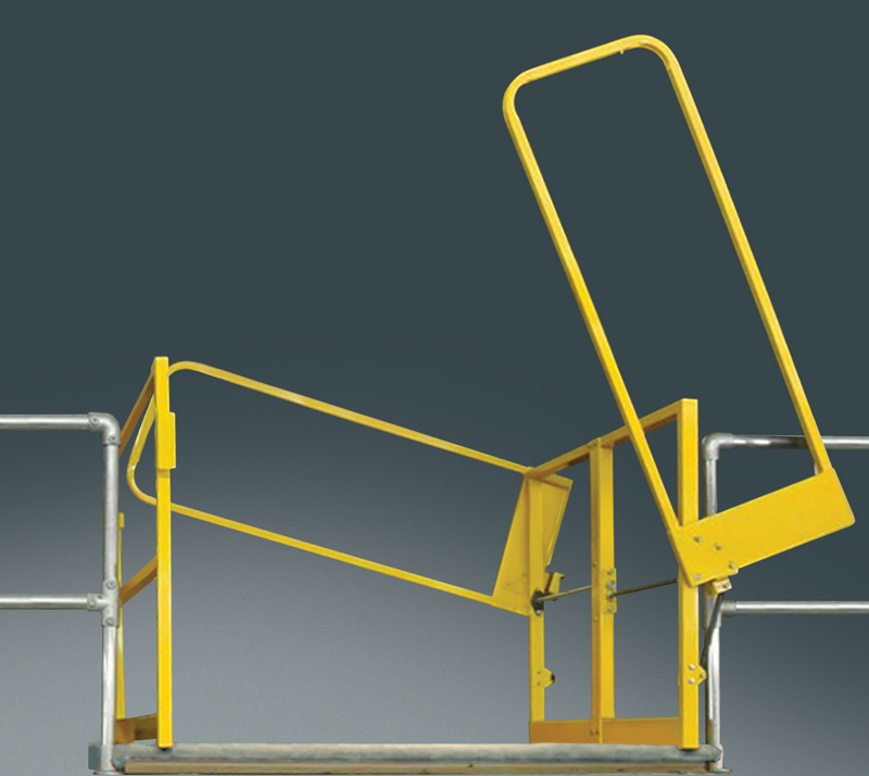 MZ Series clear height mezzanine safety gates in carbon steel yellow powder coat
