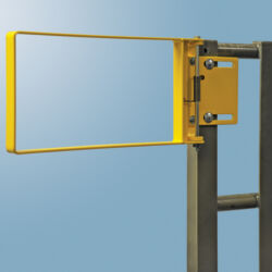 R Series bolt-on self-closing industrial safety gate in carbon steel safety yellow enamel